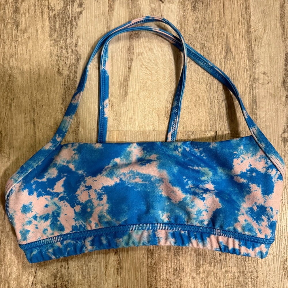 Fleo Chloe Blue and Pink Tie-Dye Sports Bra Size Small